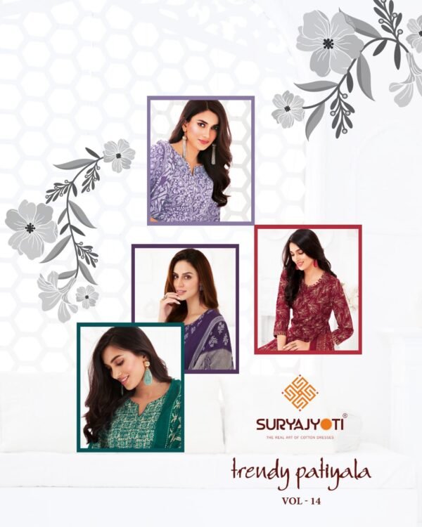 Suryajyoti Trendy Patiyala Vol. 14 – Premium Cotton Printed Dress Materials