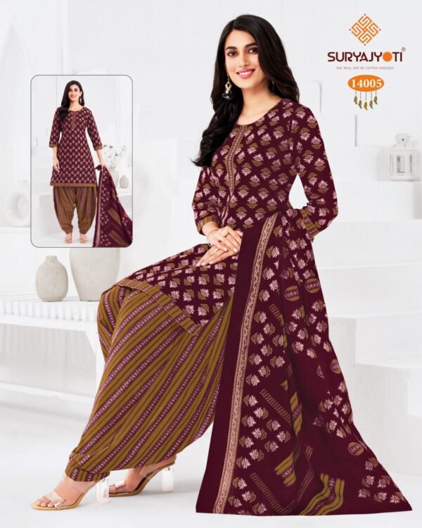 Suryajyoti Trendy Patiyala Vol 14 – Premium Cotton Printed Dress Materials - Image 26