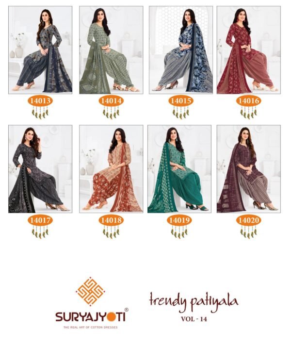 Suryajyoti Trendy Patiyala Vol 14 – Premium Cotton Printed Dress Materials - Image 27