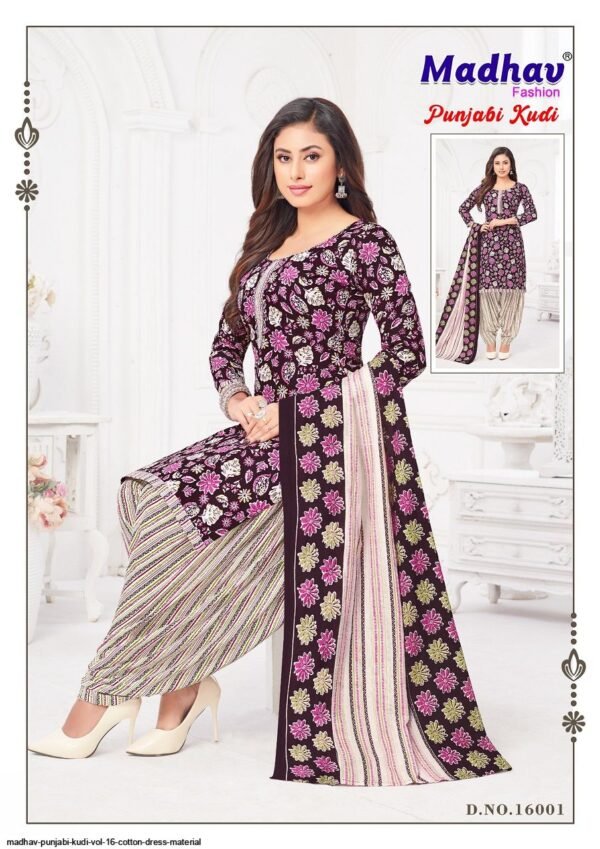Madhav Punjabi Kudi Vol. 16 Patiala – Luxurious Pure Cotton Printed Dress Material