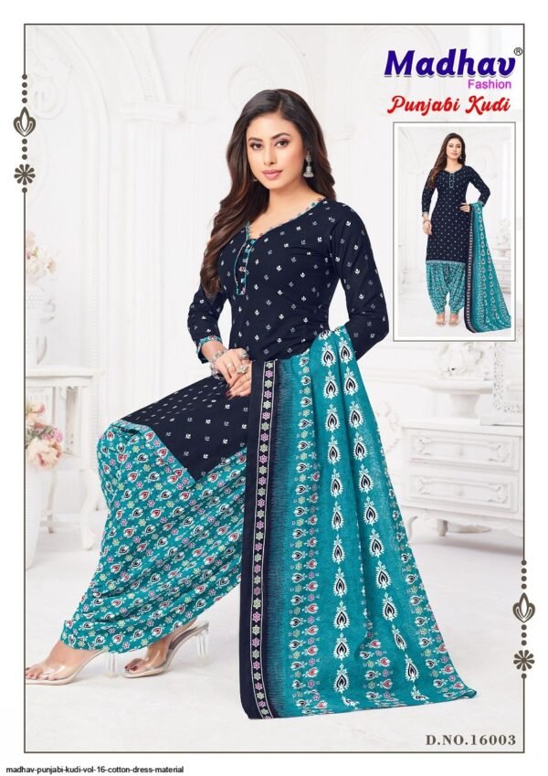 Madhav Punjabi Kudi Vol. 16 Patiala – Luxurious Pure Cotton Printed Dress Material