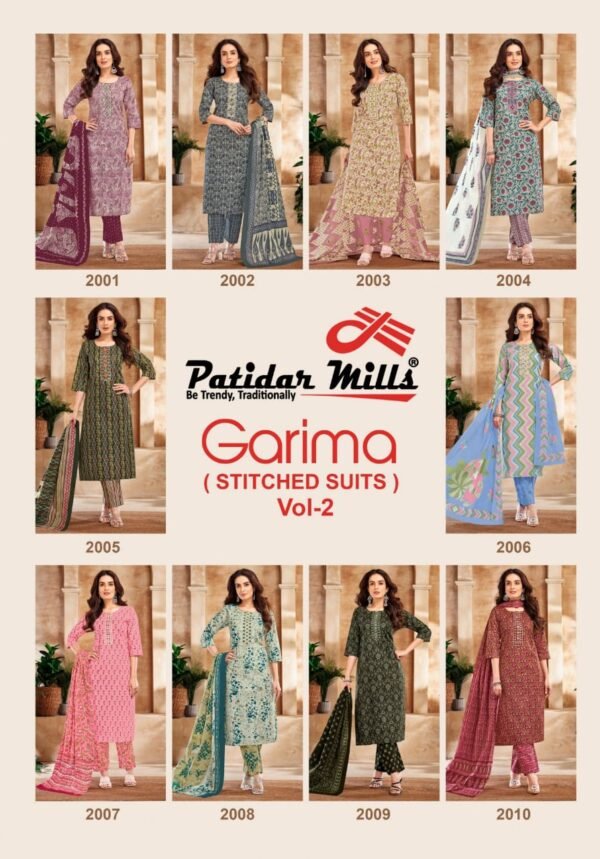 👑 Patidar Mills Presents – GARIMA Vol 2 Exclusive Collection 👑 ✨ Premium Readymade Cotton Suits with Elegant Embroidery! ✨